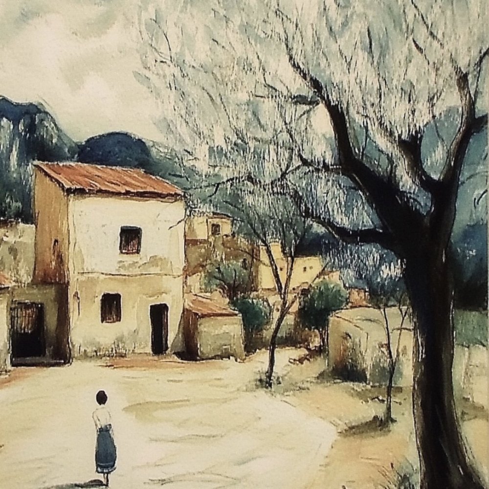 Scena di vita di un villaggio mediterraneo da Avanesova Elena