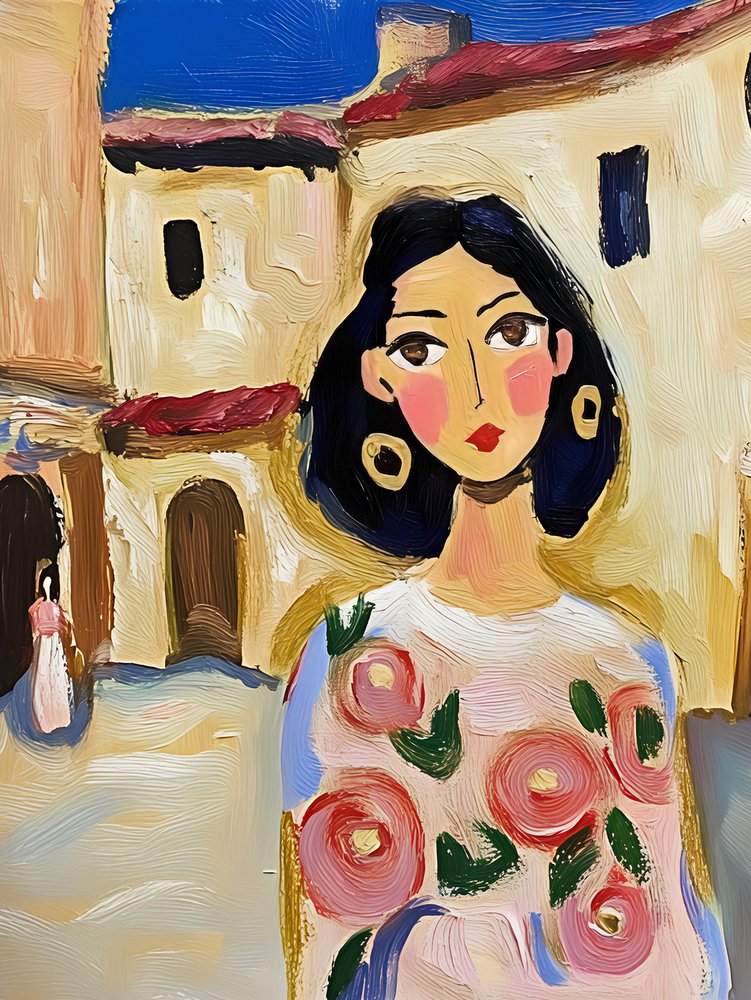 Donna in abito a fiori da Avanesova Elena