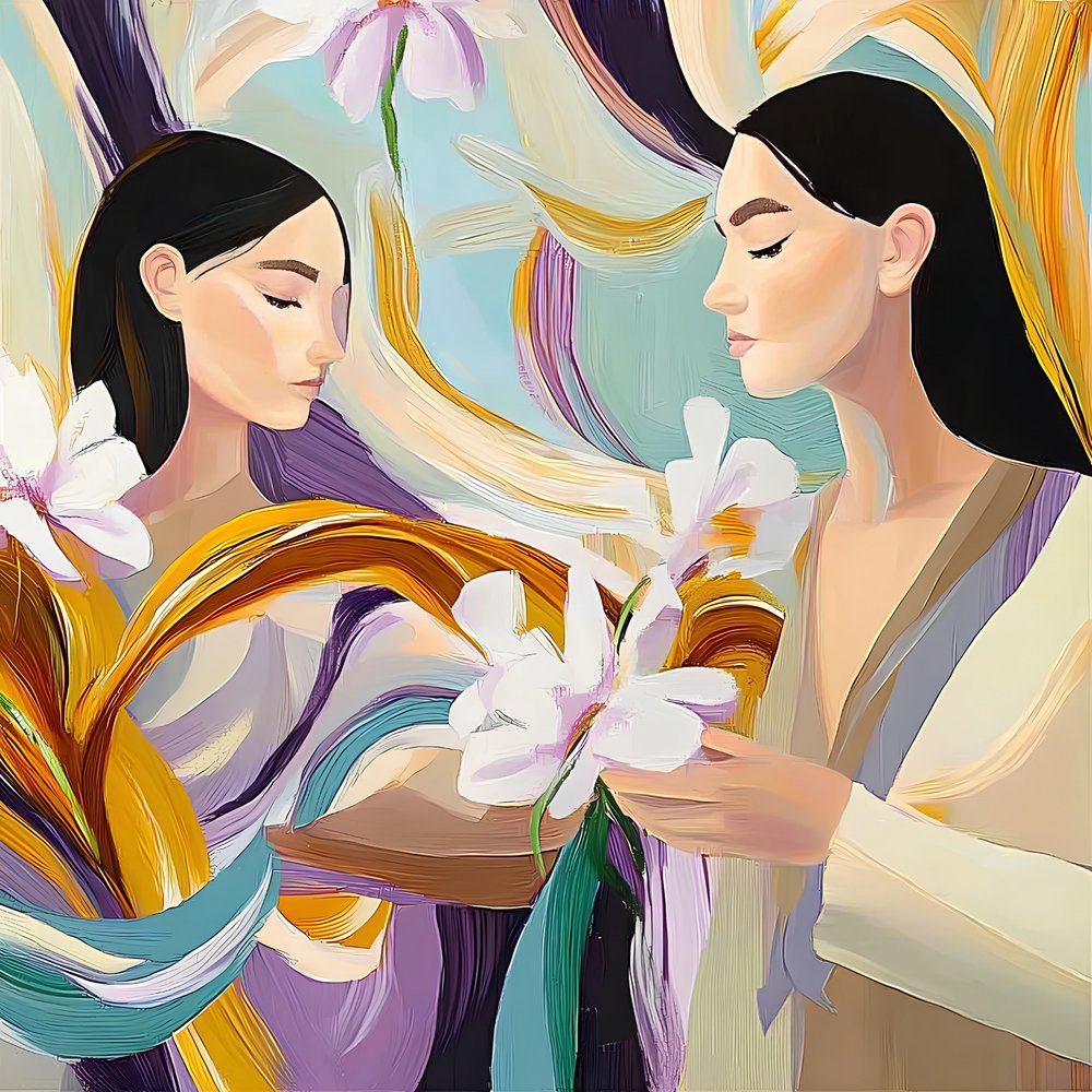 Donne serene con fiori da Avanesova Elena