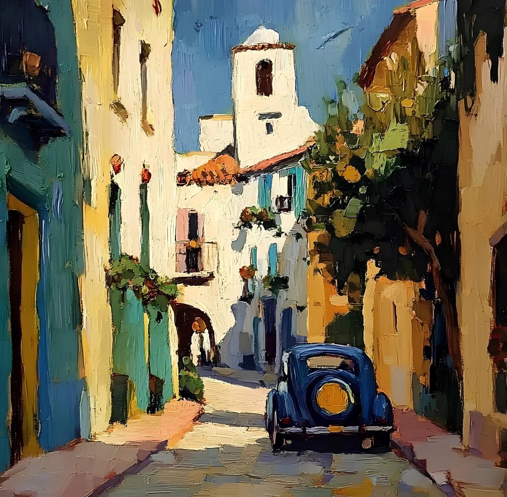 Auto blu di Sunny Village da Avanesova Elena