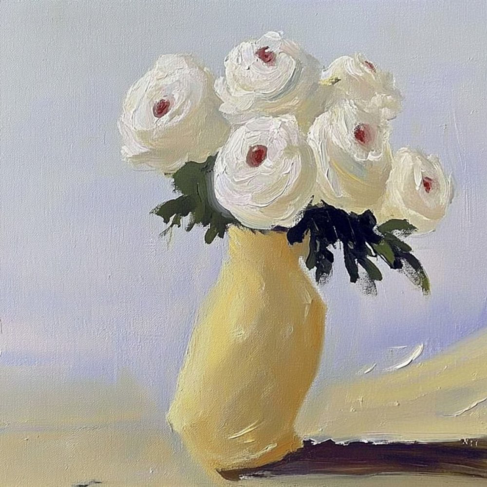 Fiori bianchi in un vaso giallo da Avanesova Elena