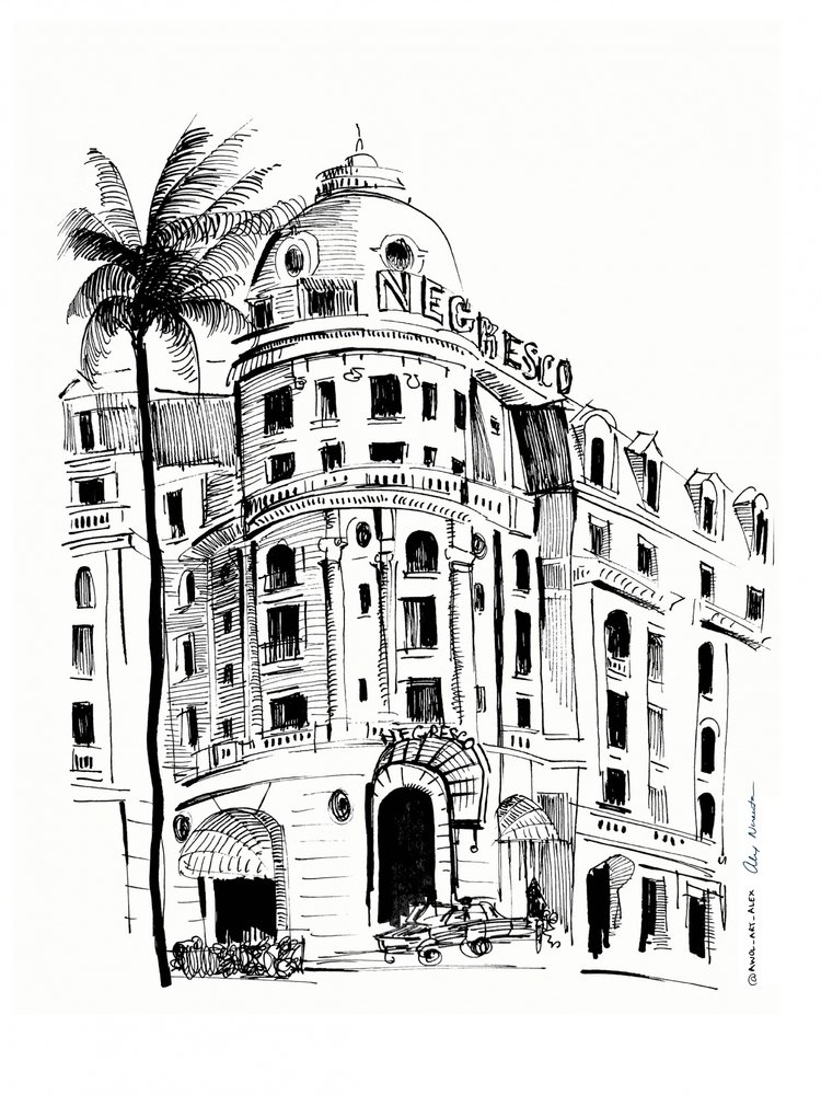 Schizzo di un hotel storico da Awol Art Alex