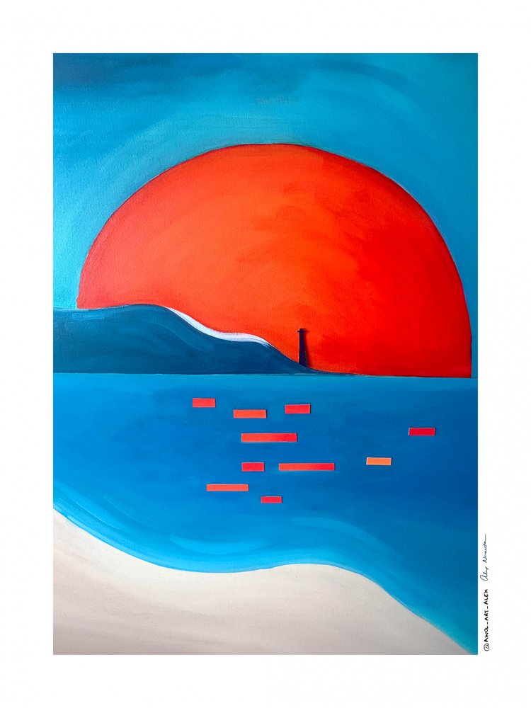 Il faro al tramonto dai colori vivaci da Awol Art Alex
