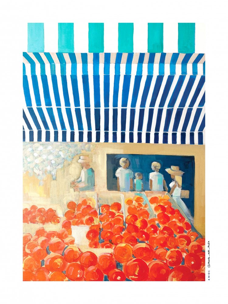 Il vivace mercato dei pomodori da Awol Art Alex