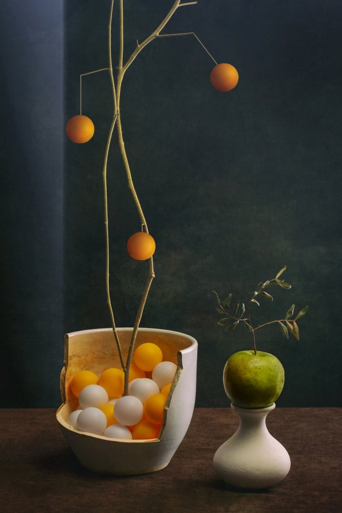 Composizione floreale moderna con frutta da Brig Barkow