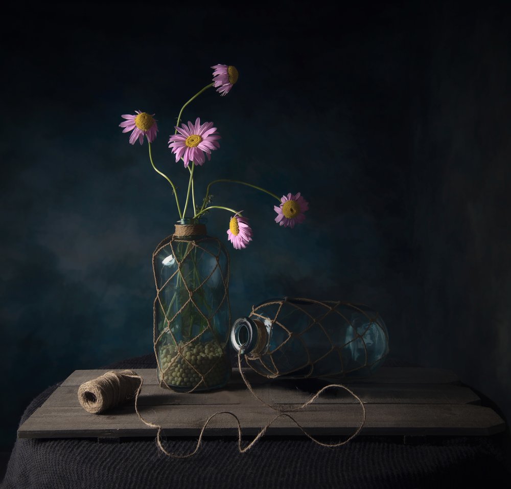 Natura morta con margherite in stile rustico da Catherine Wang