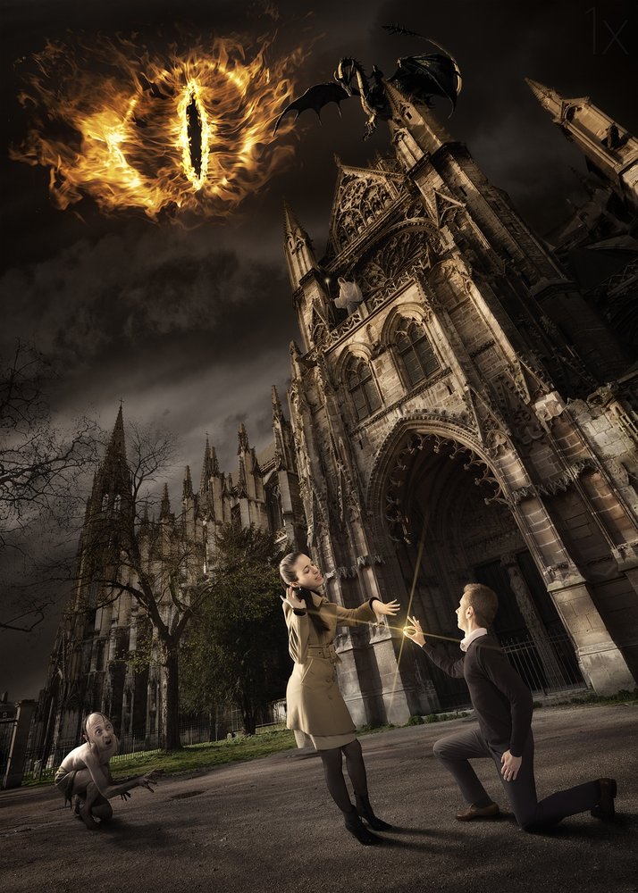 Fantasy oscuro ambientato in una cattedrale epica da Christophe Kiciak