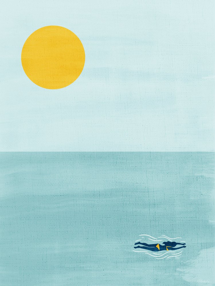Nuotatore sotto il sole dell