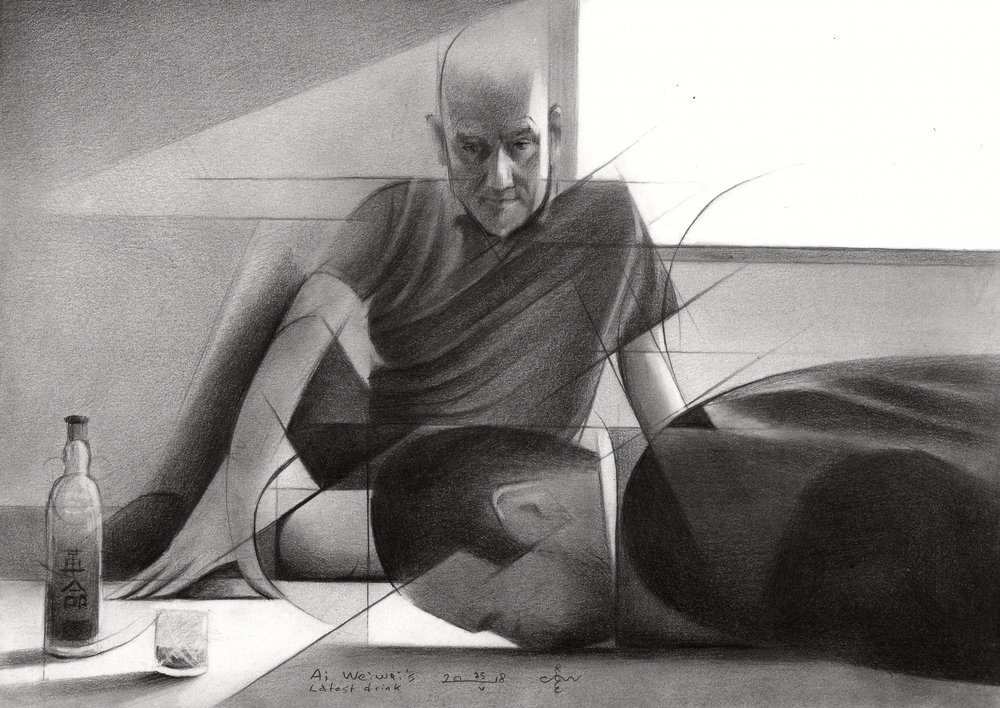 Disegno di un uomo contemplativo da Corné Akkers