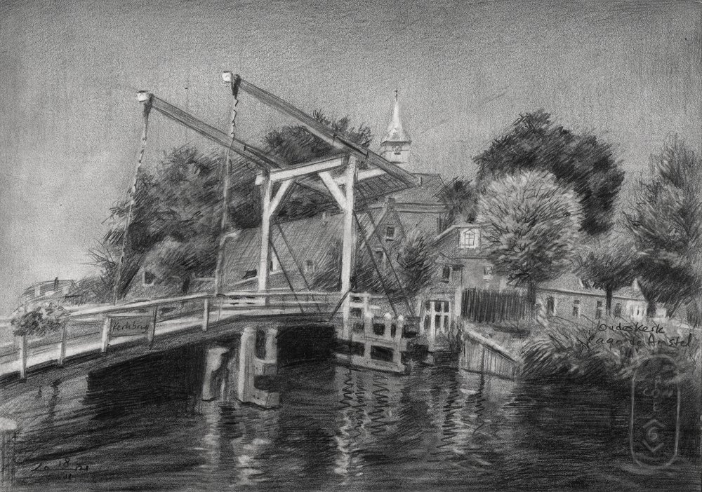 Schizzo di un ponte su un canale olandese da Corné Akkers