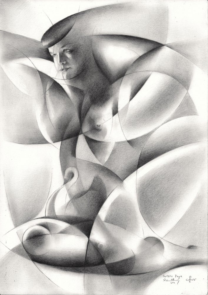 Donna nuda in stile geometrico da Corné Akkers