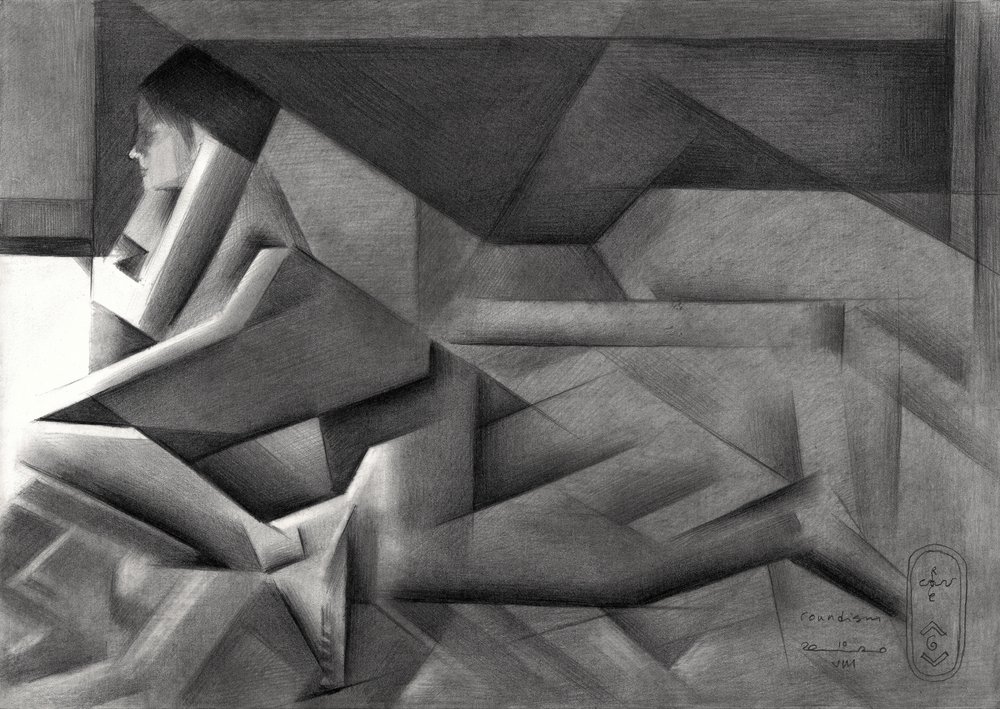 Donna geometrica in contemplazione da Corné Akkers