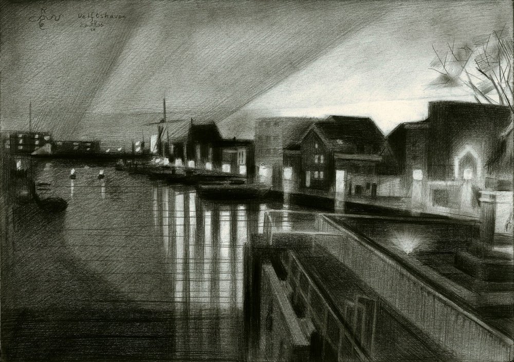 Il bagliore notturno del canale da Corné Akkers