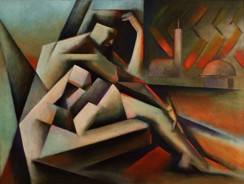 Figura geometrica pensierosa da Corné Akkers