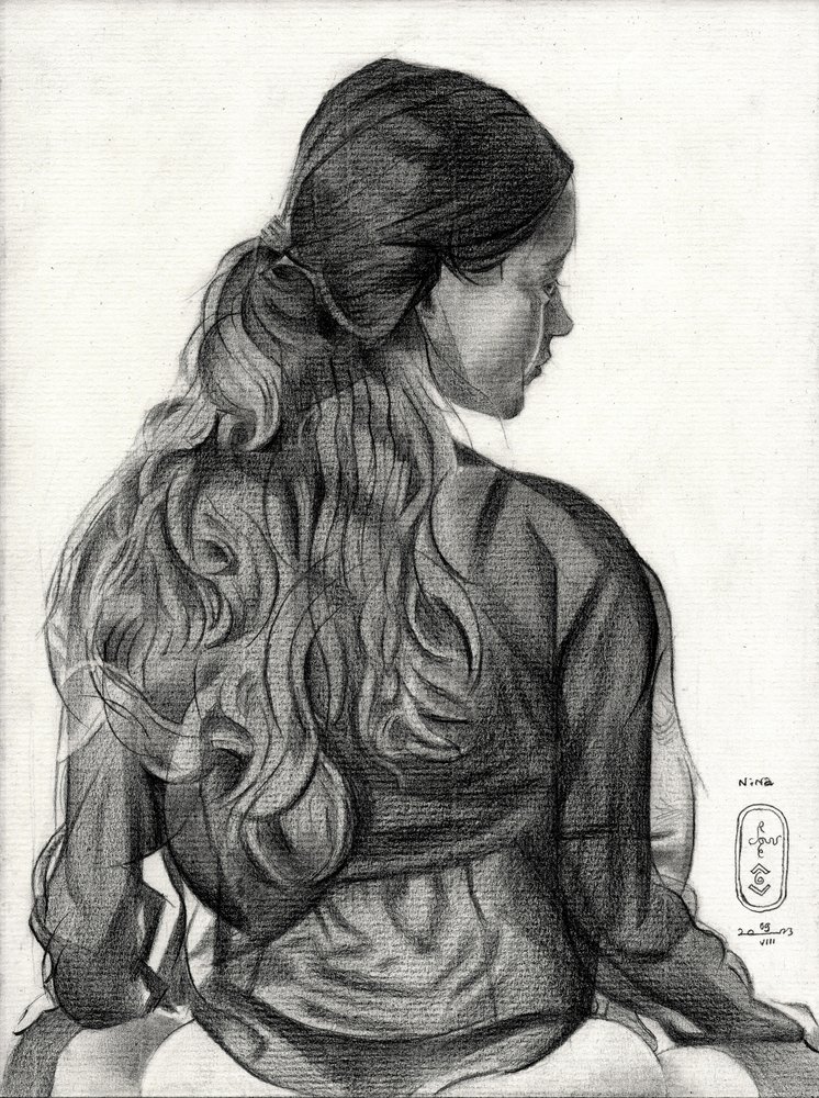 Disegno di una donna pensierosa da Corné Akkers