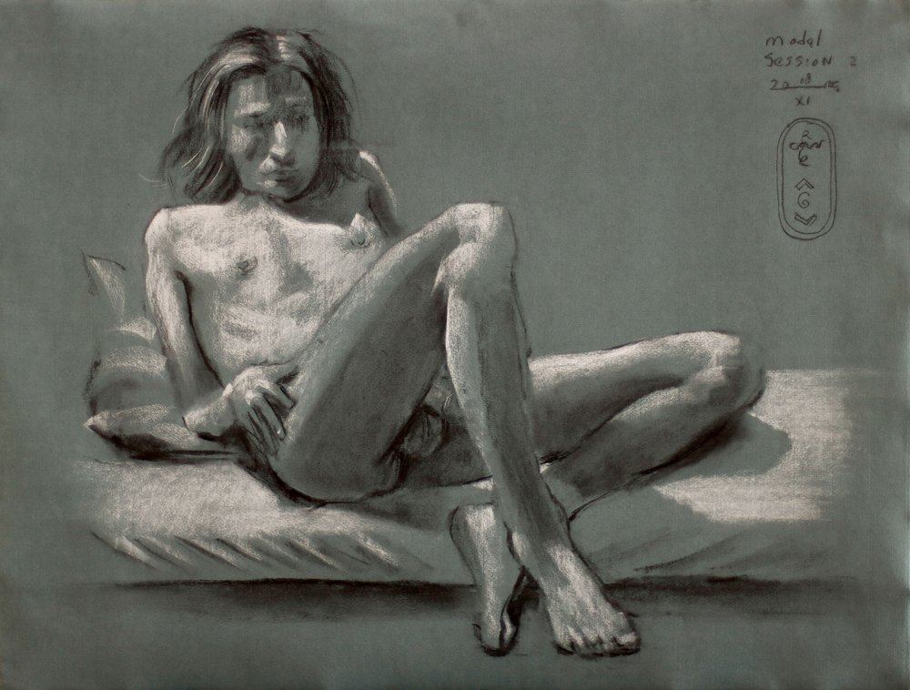Studio di figura maschile sdraiata da Corné Akkers