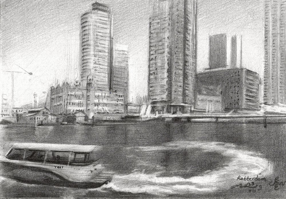 Schizzo della città di Rotterdam da Corné Akkers