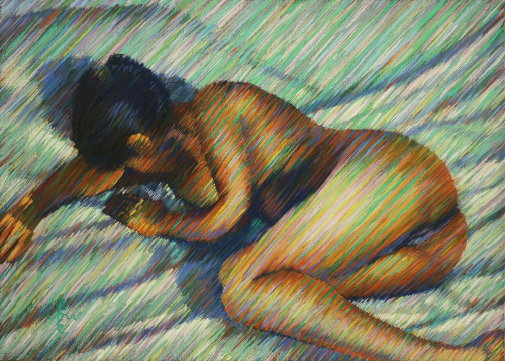Nudo a riposo, dai colori vivaci da Corné Akkers