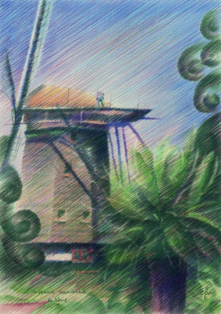 Disegno del mulino a vento Vista da Corné Akkers