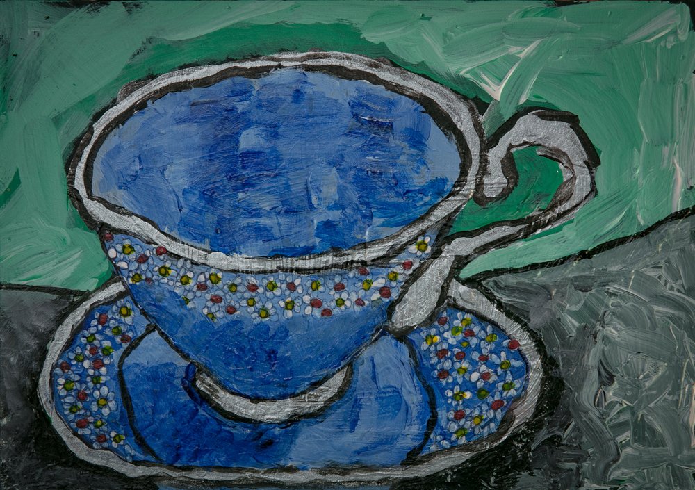 Tazza da tè con motivi floreali blu da Dale Hefer & Family