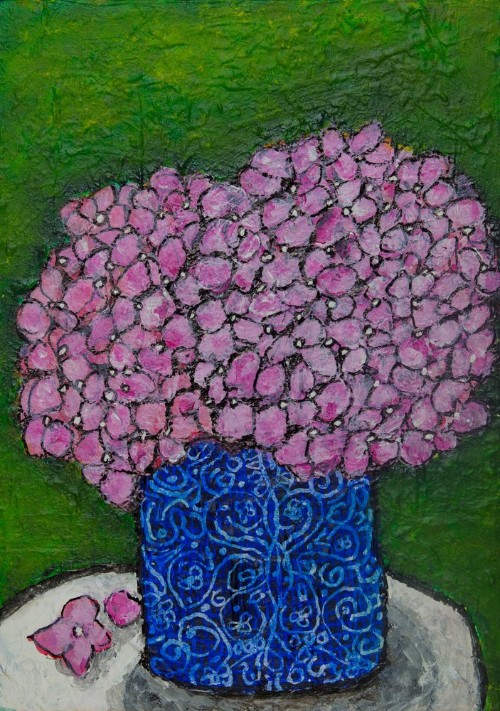 Natura morta con ortensie rosa da Dale Hefer & Family