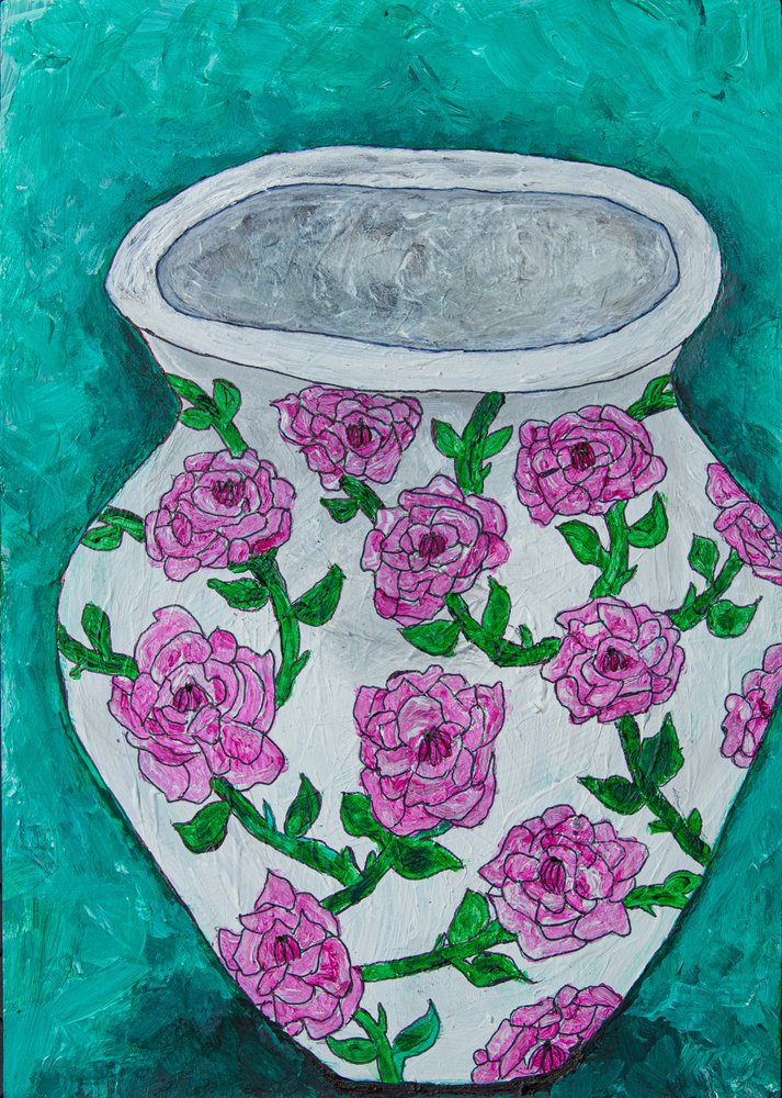Vaso con rose rosa da Dale Hefer & Family