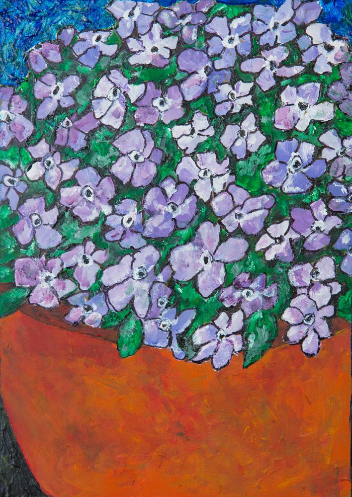 Fiori in vaso di un viola vivace da Dale Hefer & Family