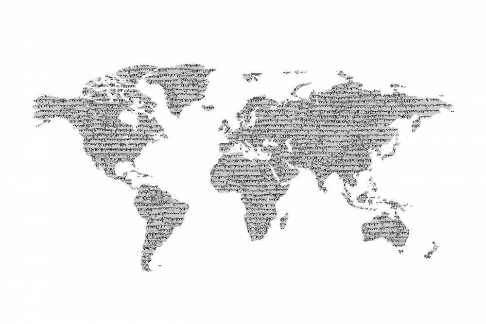 Mappa del mondo tipografica da Danushka Abeygoda