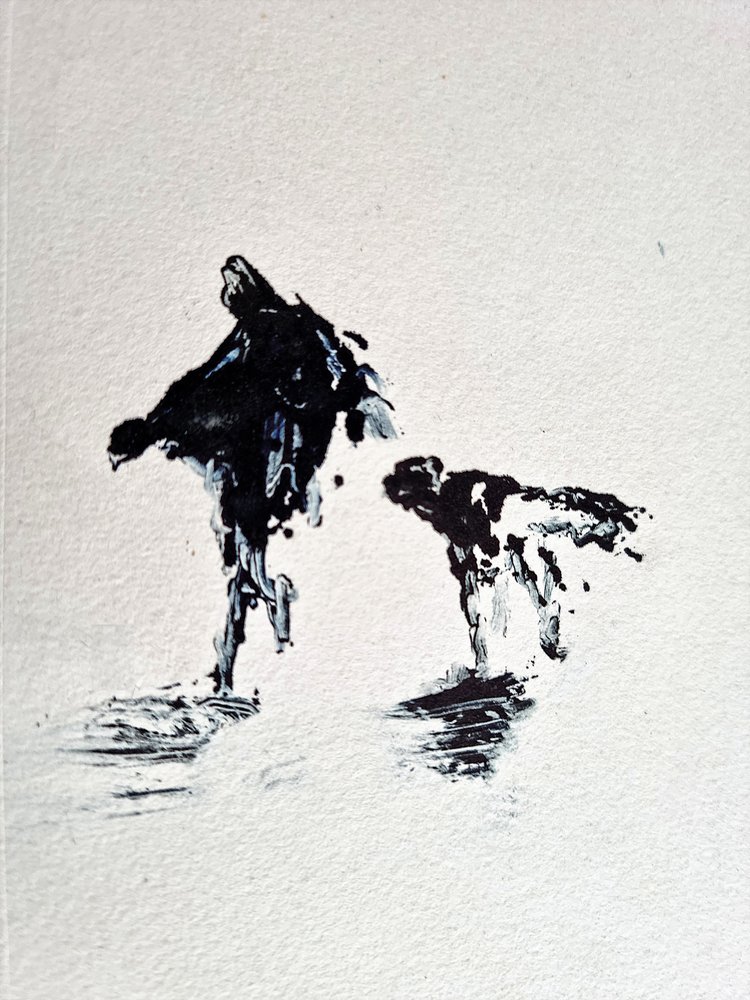 Passeggiata con il cane in bianco e nero da David Antonides