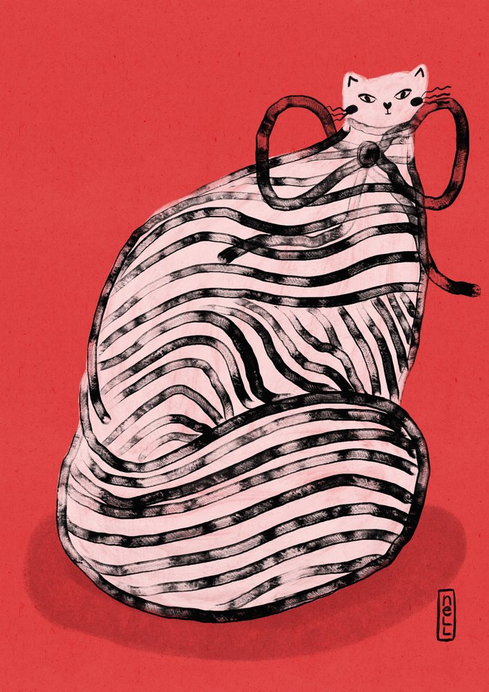 Gatto stravagante a strisce rosse da Dirkie Nell