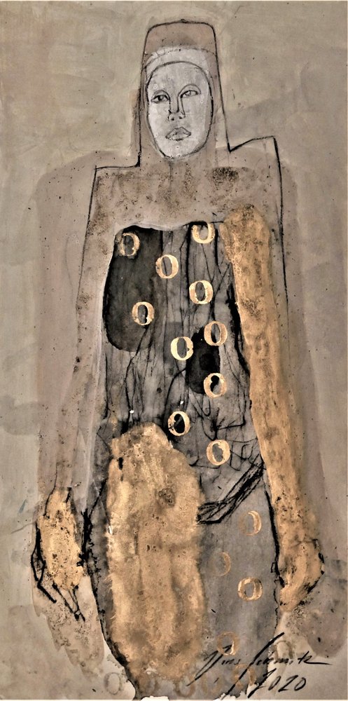 Figura dorata astratta da Doris Schmitz
