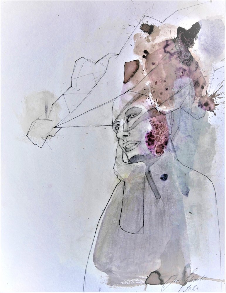 Ritratto pensieroso astratto da Doris Schmitz