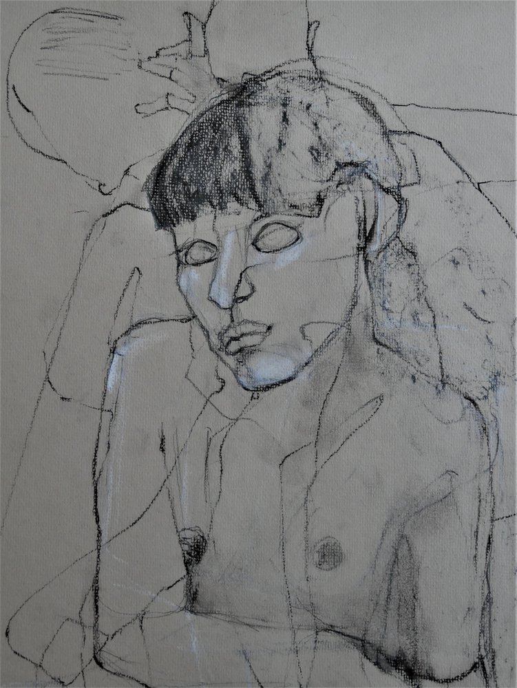 Figura nuda in carboncino da Doris Schmitz