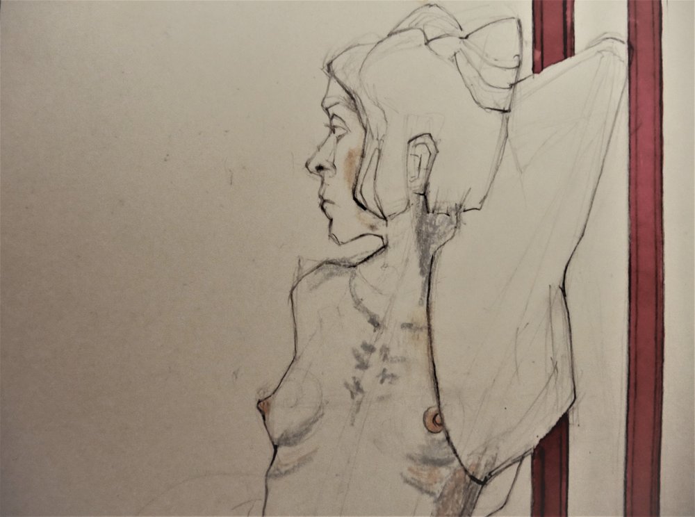 Schizzo di una donna in meditazione da Doris Schmitz