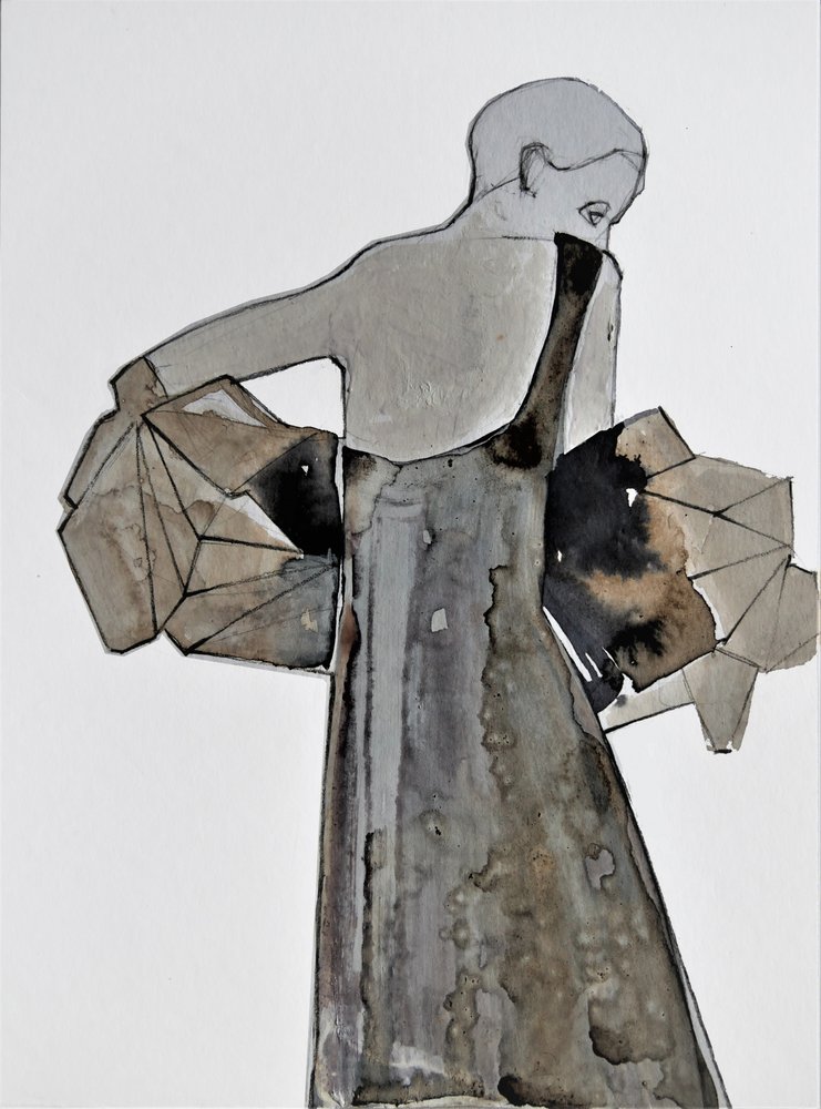 Donna contemplativa in grigio da Doris Schmitz