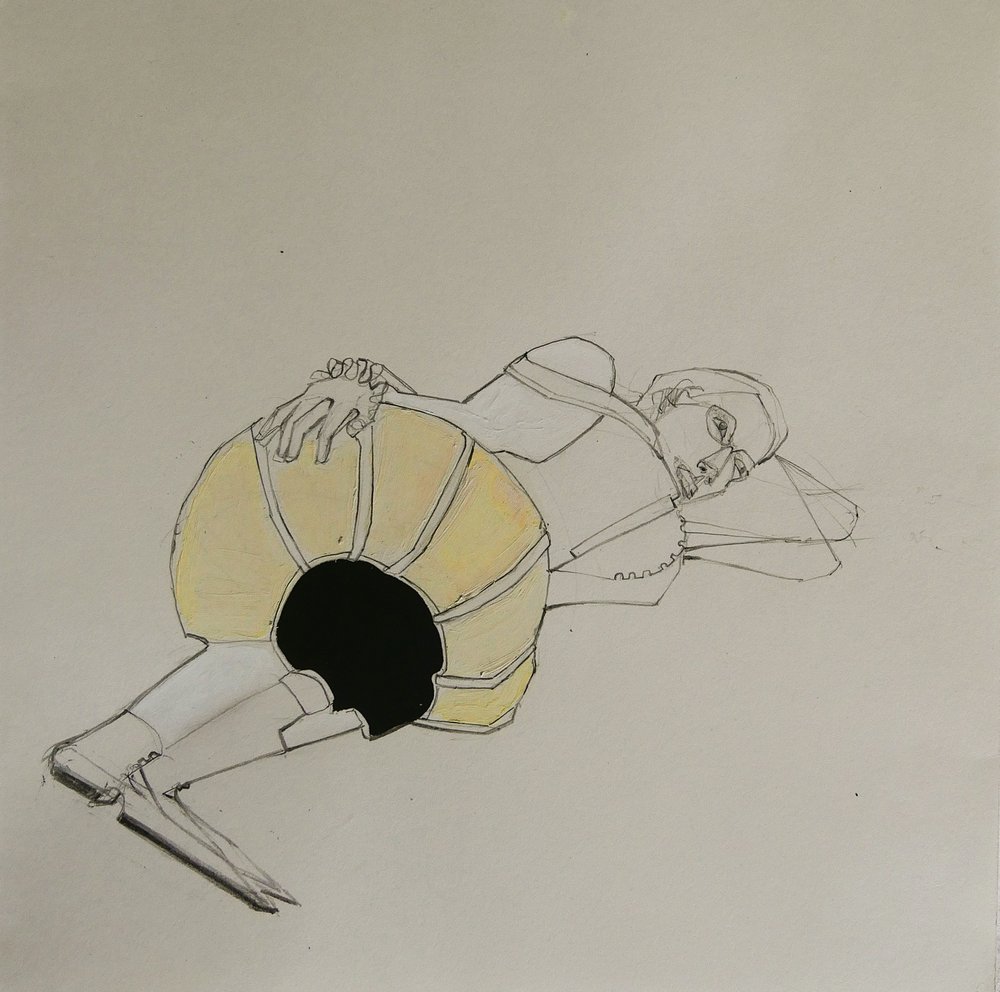 Figura gialla contemplativa da Doris Schmitz