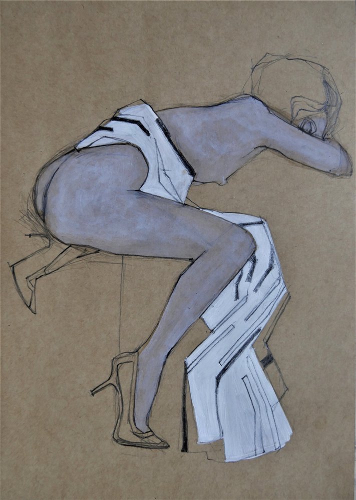 Elegante schizzo di moda in tonalità nude da Doris Schmitz