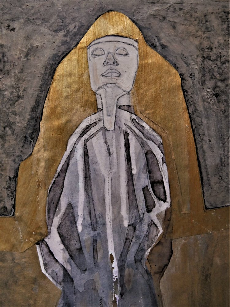 Figura meditativa dorata da Doris Schmitz