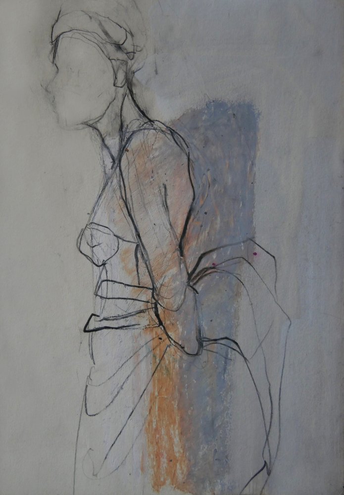 Schizzo di una figura drappeggiata con grazia da Doris Schmitz