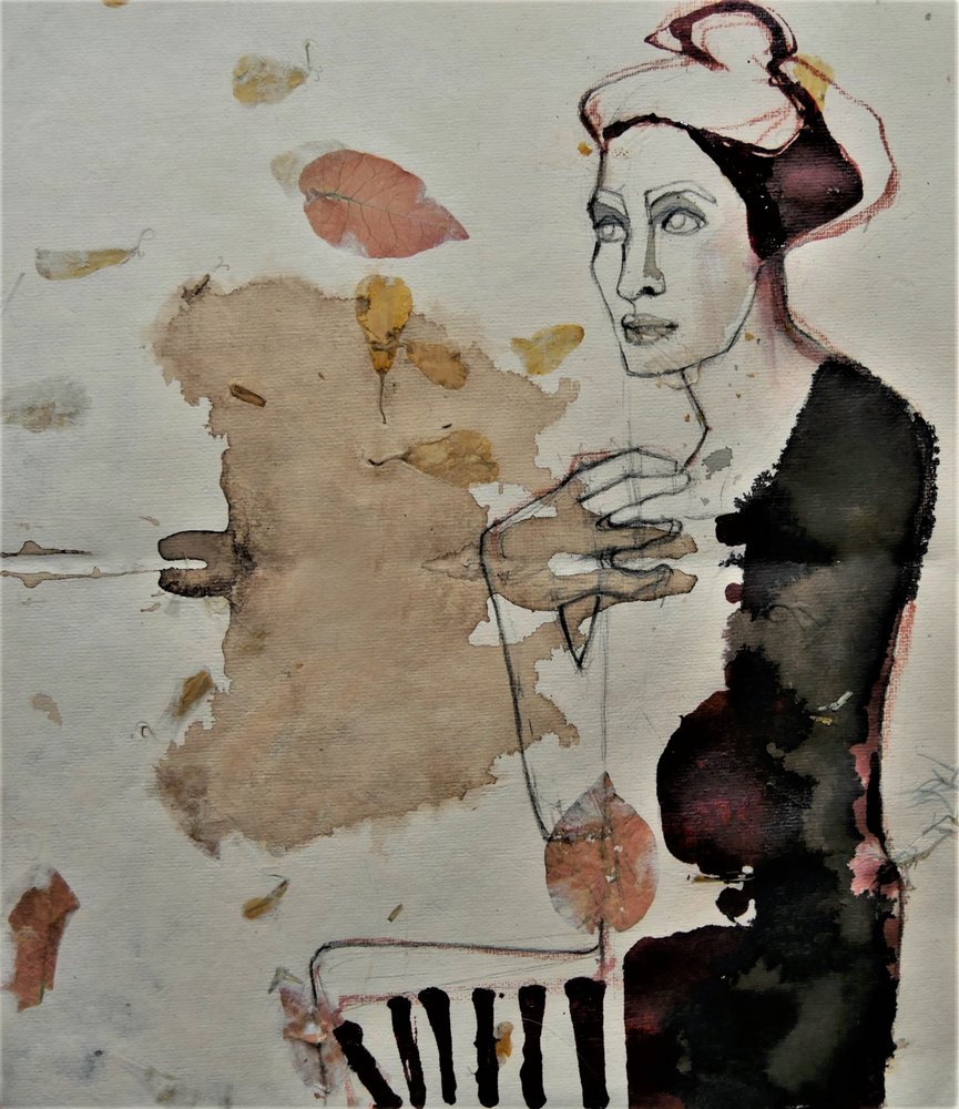 Figura pensierosa e foglie da Doris Schmitz