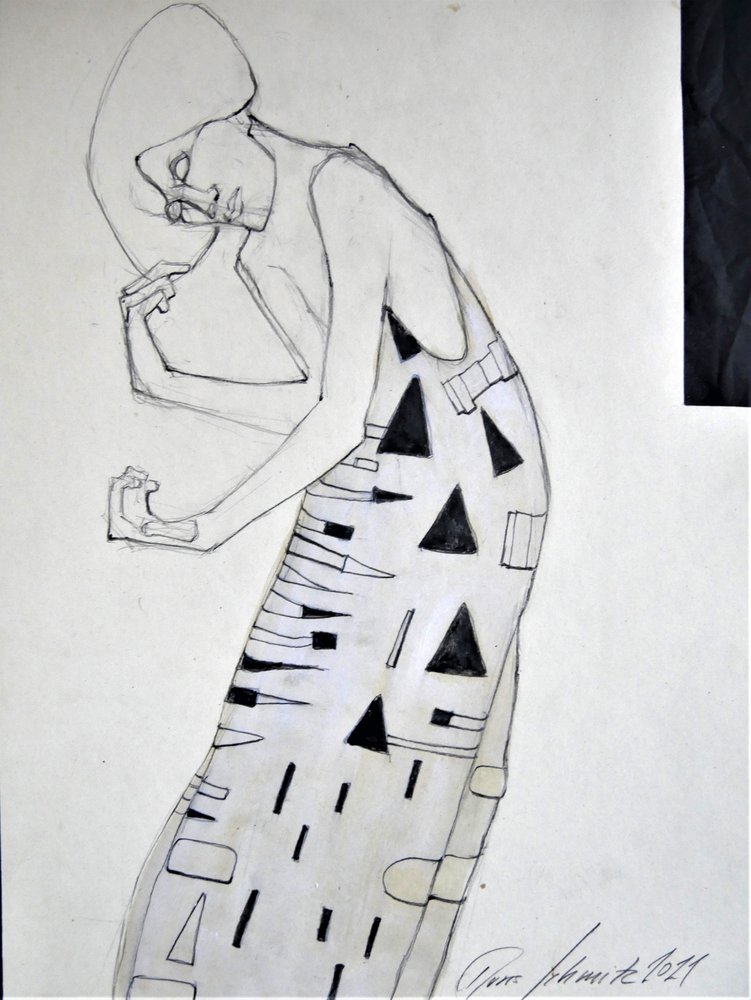 Donna geometrica pensierosa da Doris Schmitz