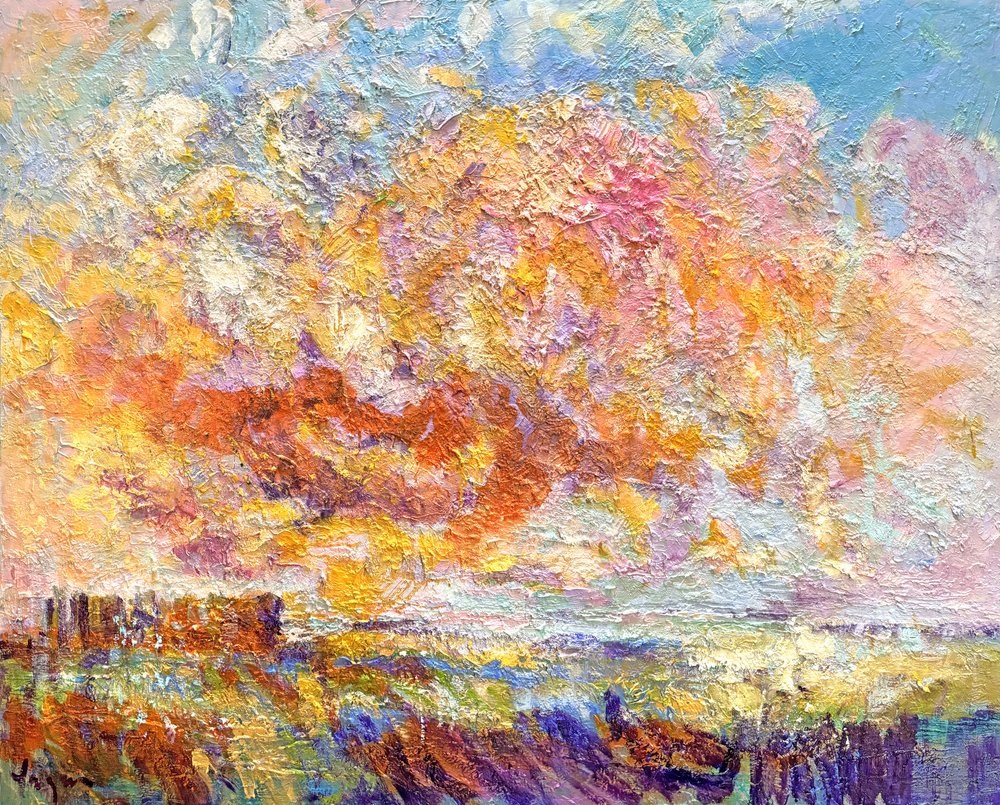 Campo del tramonto infuocato da Dorothy Fagan