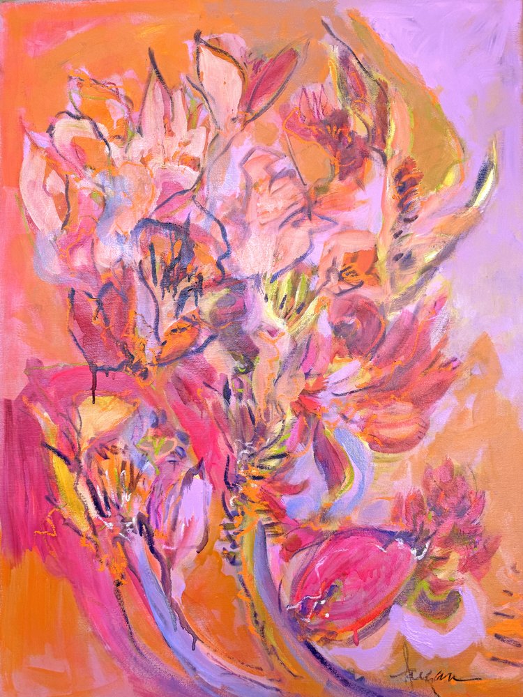 Fiori astratti dai colori vivaci da Dorothy Fagan