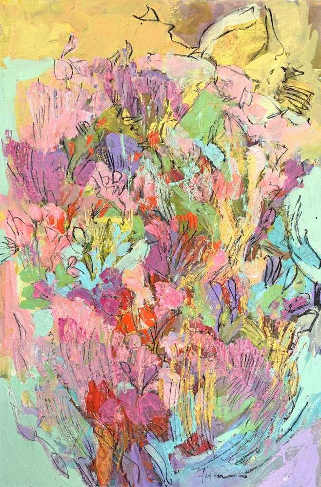 Fiori dai colori vivaci in giardino da Dorothy Fagan