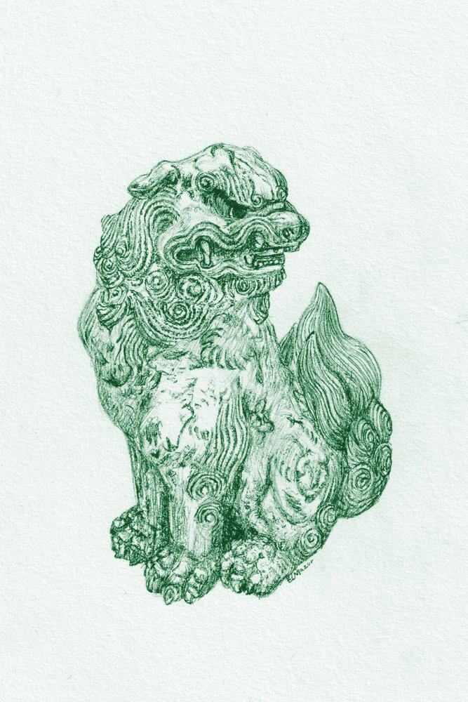 Guardiano Foo Dog verde da EC Mazur