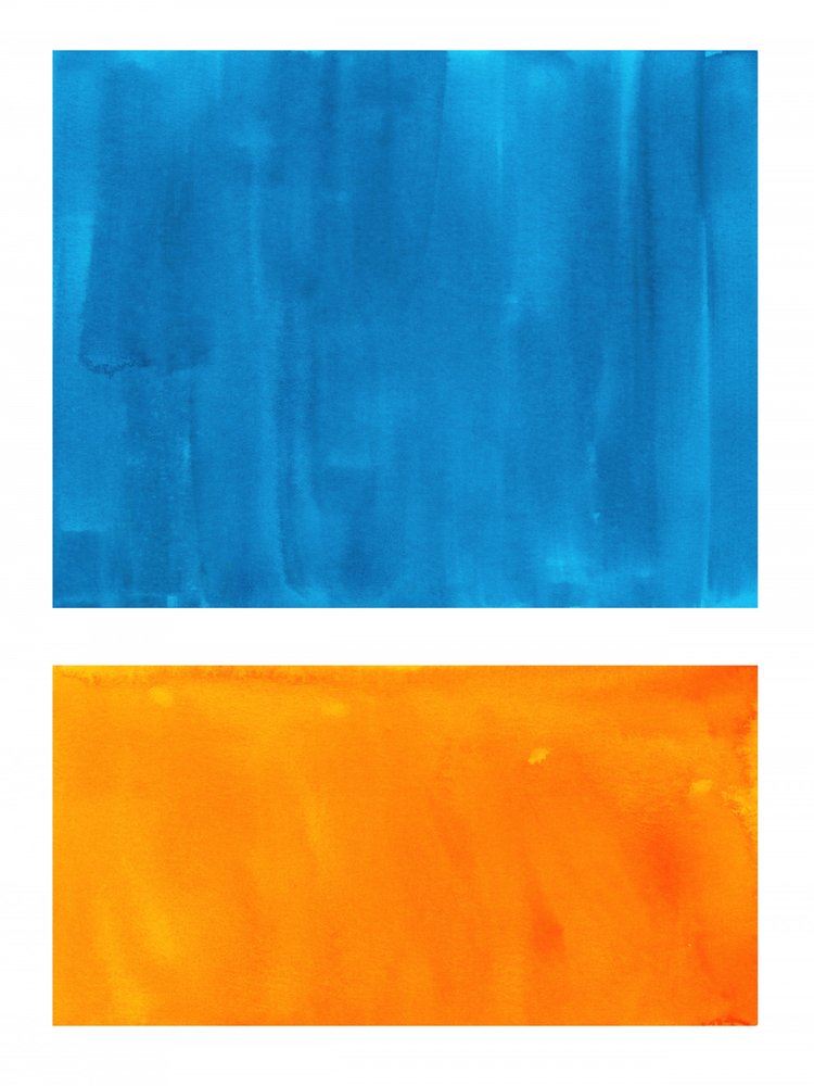 Blocco di colore blu-arancione da Ejaaz Haniff