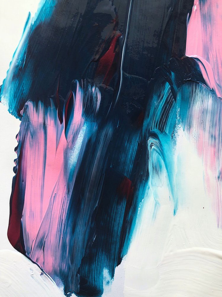 Blu dinamico, rosa, astratto da Ejaaz Haniff