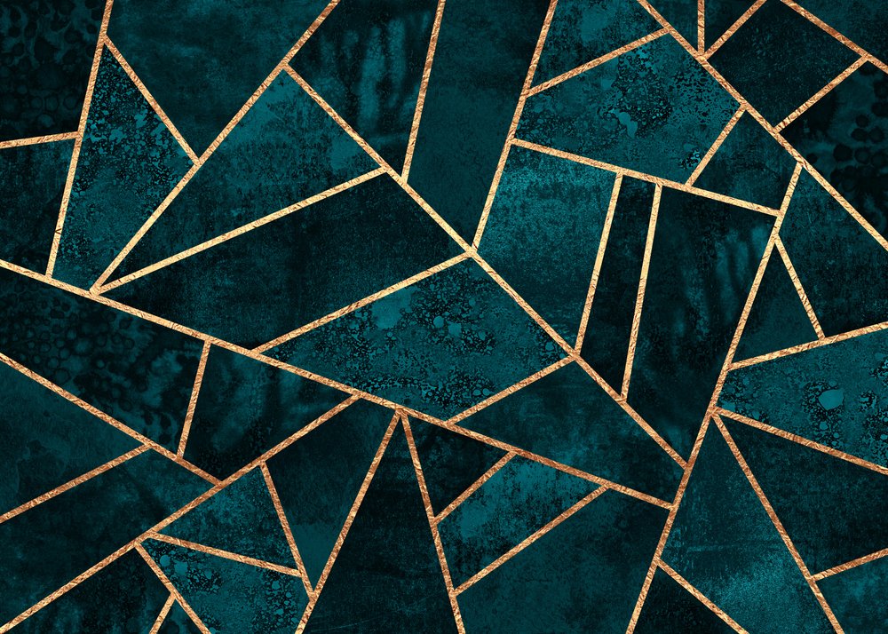 Mosaico geometrico verde acqua e oro da Elisabeth Fredriksson
