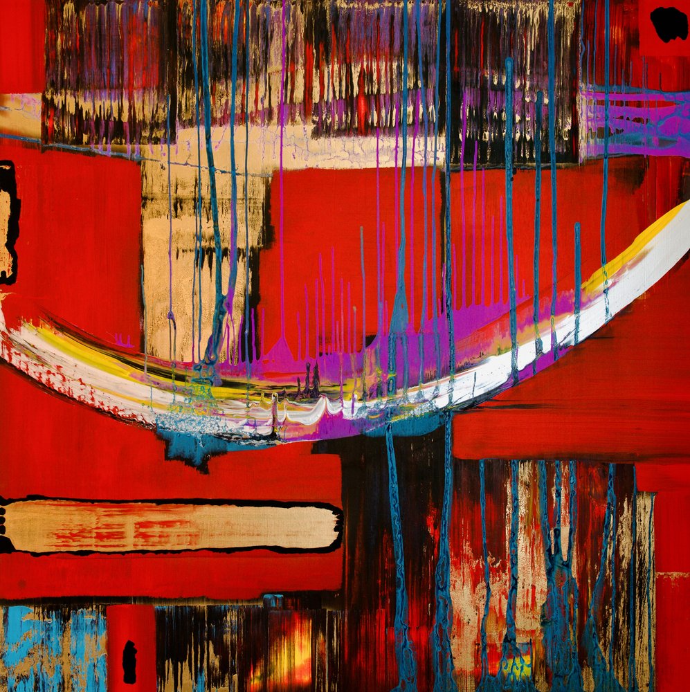 Astratto dinamico in rosso e oro da Fredrik Olsen