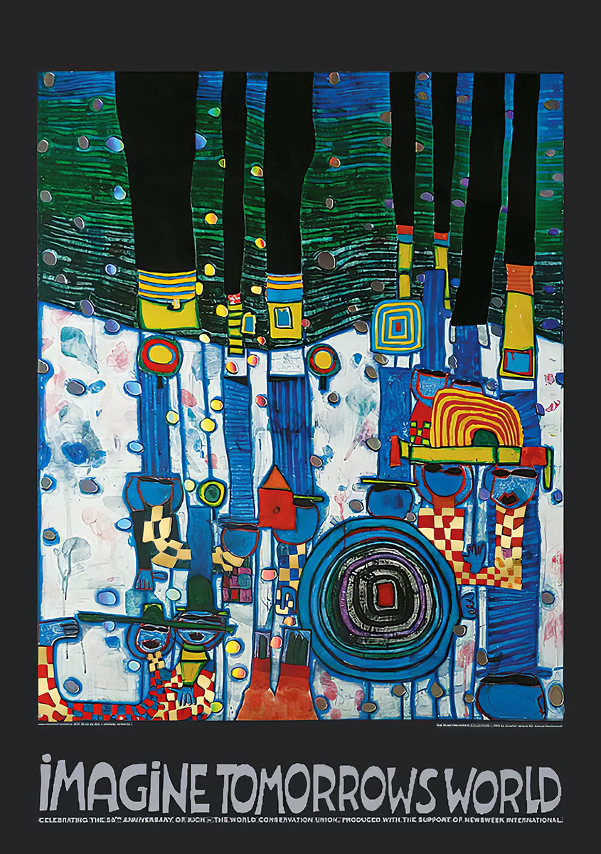 Immagina il mondo di domani (versione blu) da Friedensreich Hundertwasser